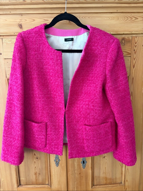 J. Crew Jackets & Blazers - J. Crew Astrid Boucle Tweed Wool Blend Channel Style Bright Pink Jacket Blazer